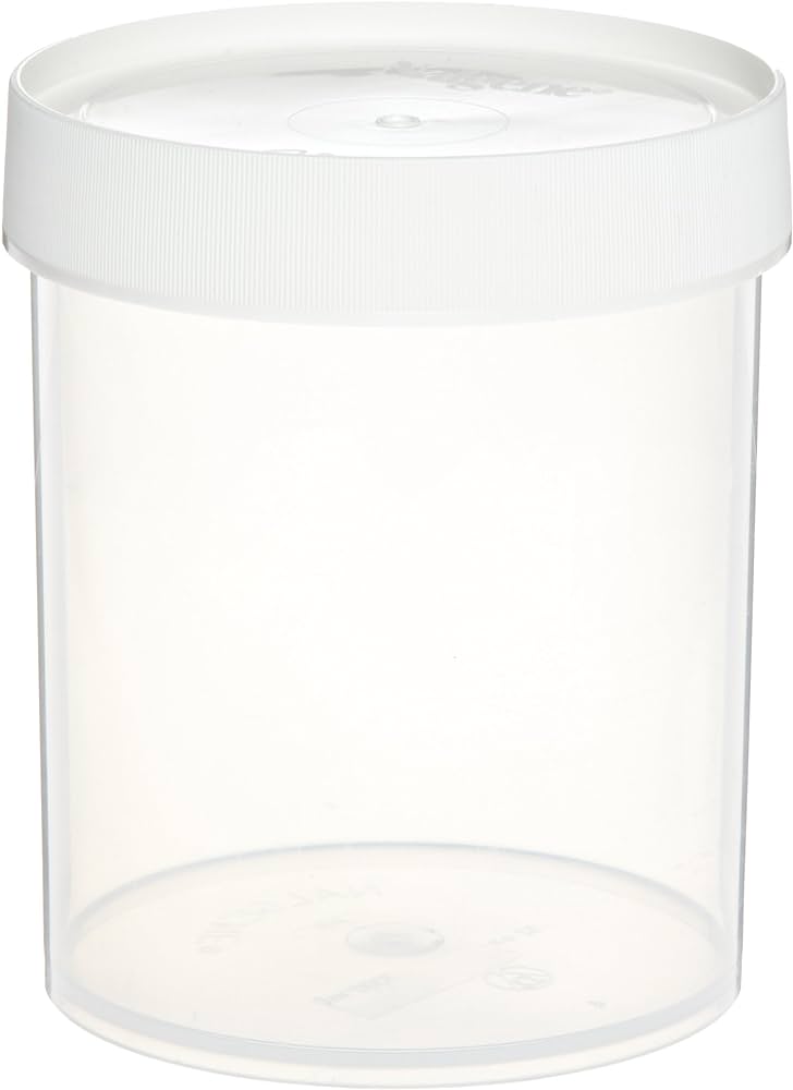 Plastic wide mouth container with screw cap, 1000ml, packs of 6