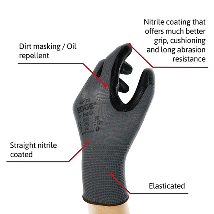 Ansell Edge 48-128 Nitrile-Coated Work Gloves