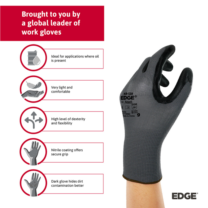 Ansell Edge 48-128 Nitrile-Coated Work Gloves