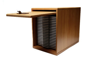 Microscope slide cabinet, lay flat format