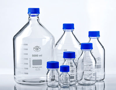 Lab bottle ISO with blue cap+ring Simax™